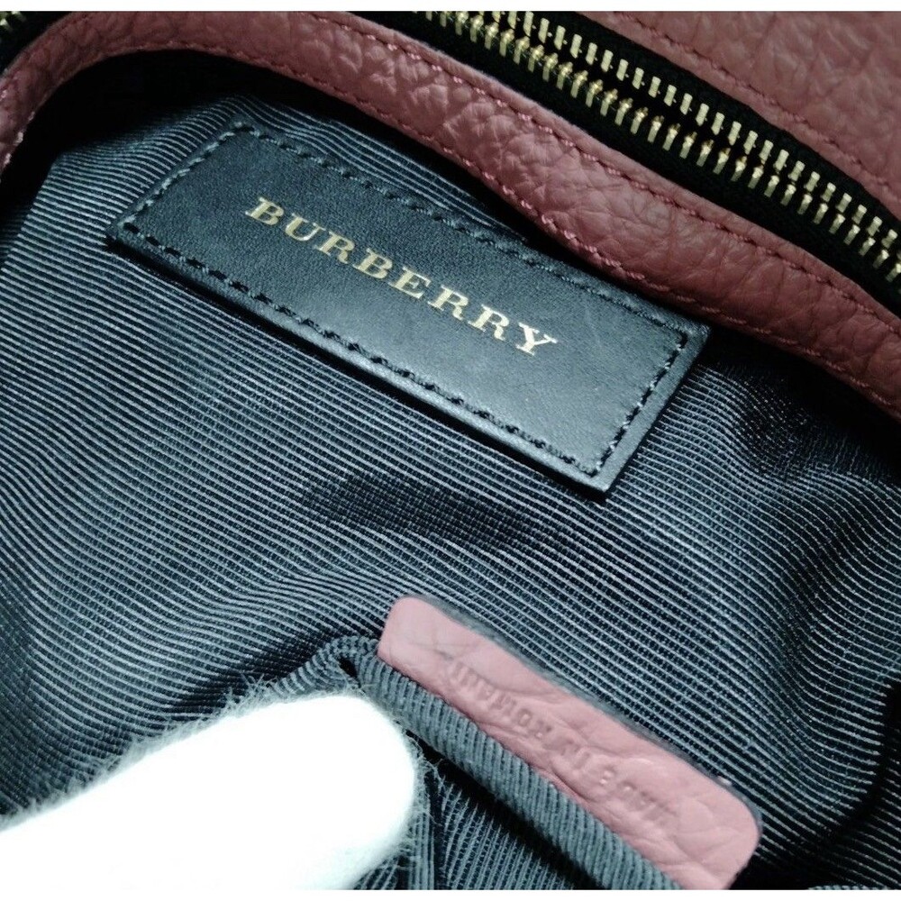 BURBERRY Crossbody Bag Pink Embossed Leather Good Used Condition - Picture 8 of 14